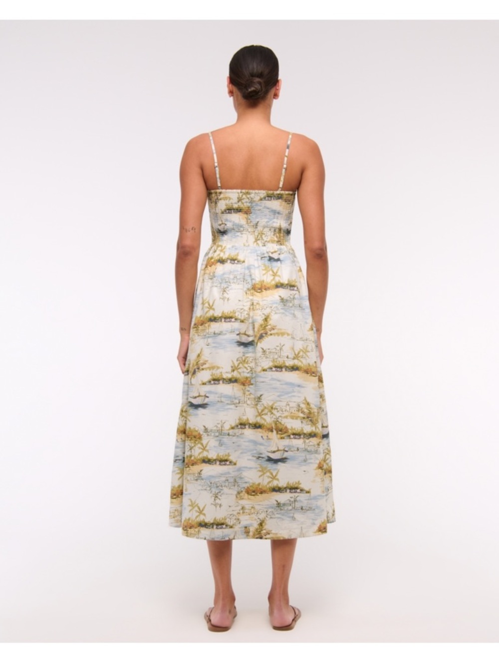 A&F Sydney Smocked Dipped-Waist Midi Dress - Picture 4 of 4